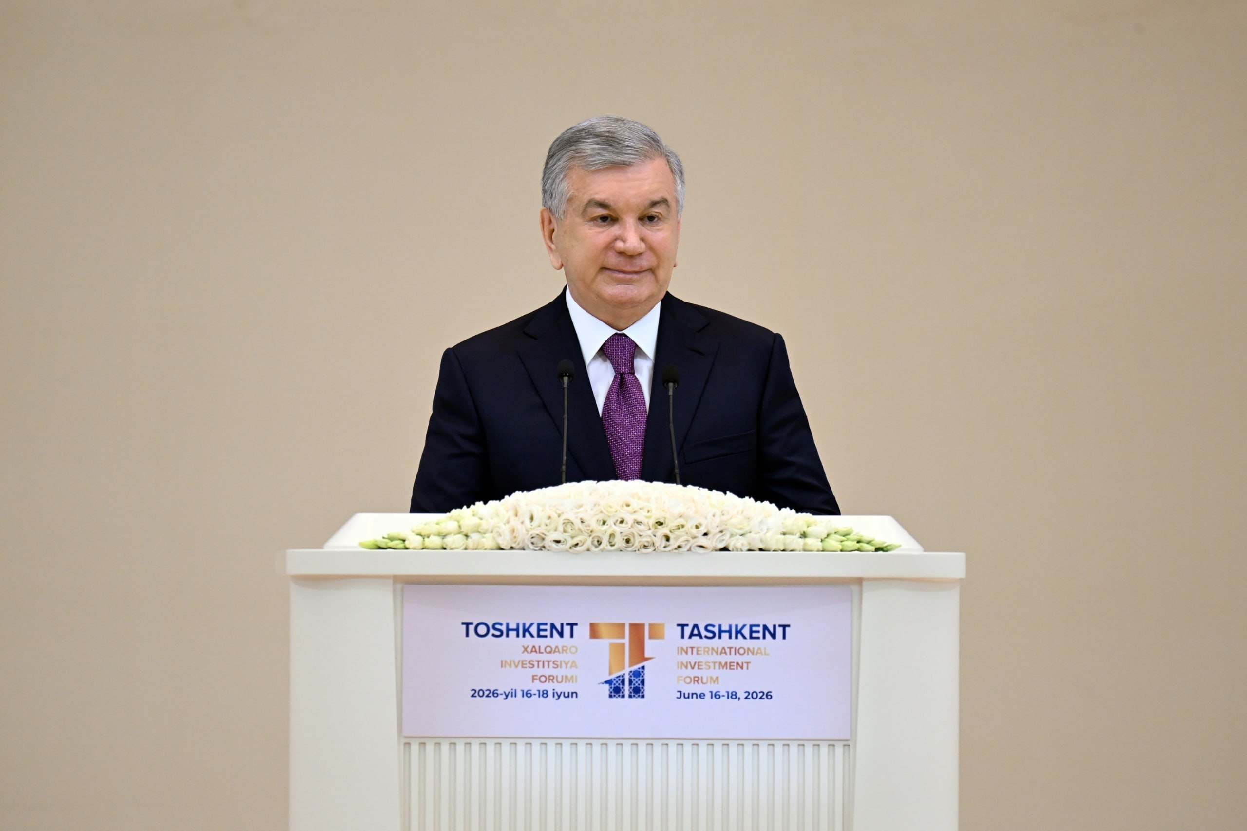 Prezident Shavkat Mirziyoyev V Toshkent xalqaro investitsiya forumining yalpi majlisida nutq so‘zladi