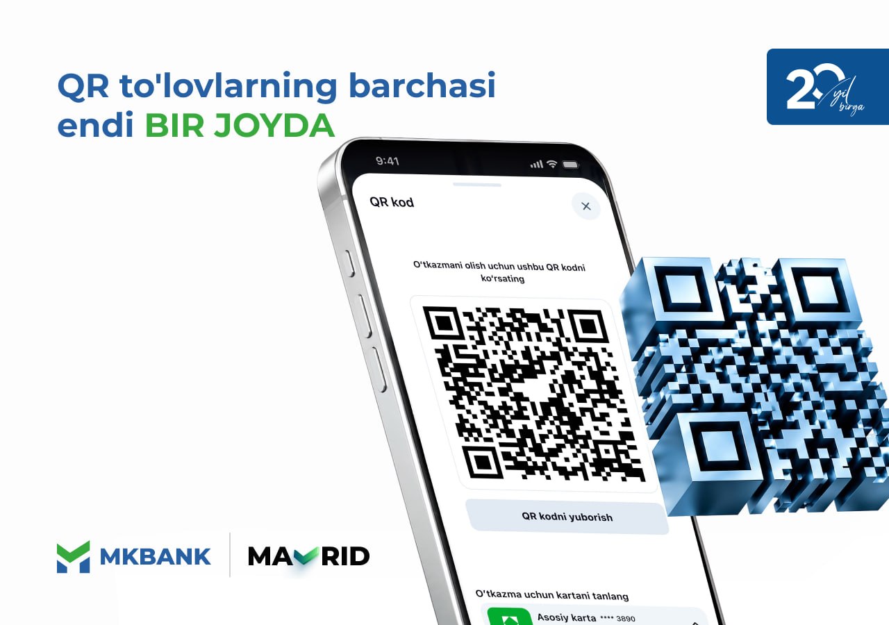 MKbank Mavrid ilovasida barcha QR to‘lovlar endi bitta ekranda