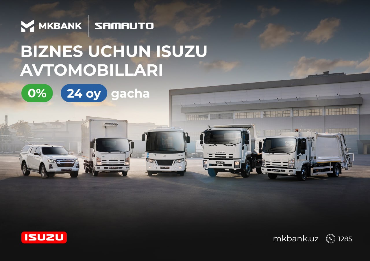 MKBANK bilan ISUZU’ni 0% stavkada xarid qiling