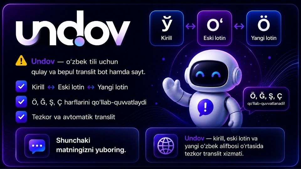 Yangi o‘zbek alifbosi uchun maxsus sayt va bot ishga tushdi