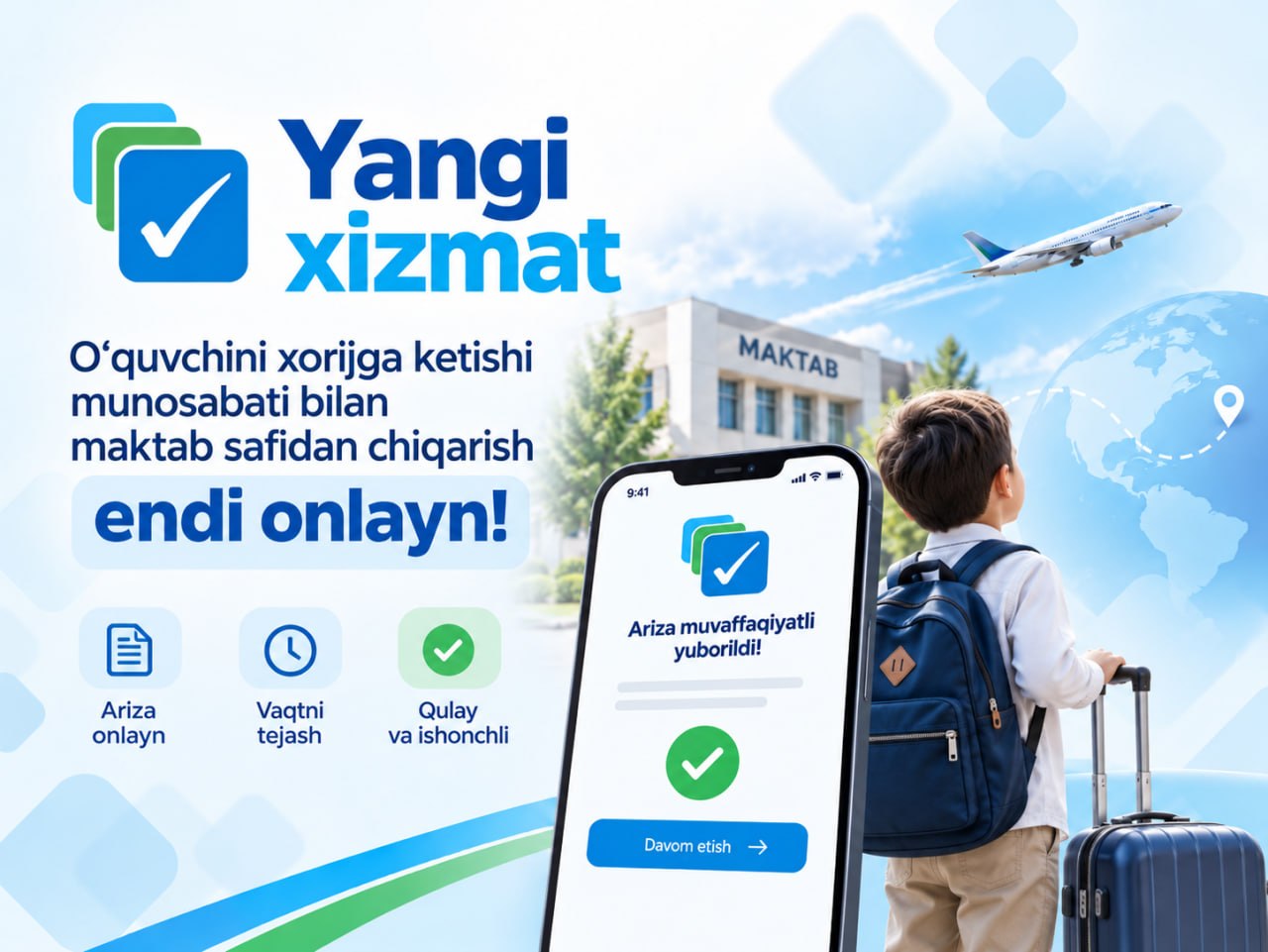 Xorijga ketayotgan bolani maktabdan chiqarish uchun endi onlayn ariza yetarli